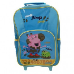 Рюкзак на колесиках Peppa Pig (Свинка Пеппа) синий с выдвижной ручкой